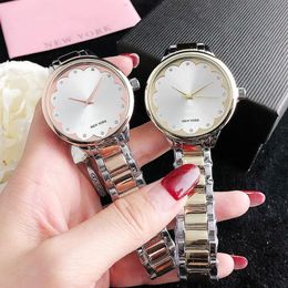 Montres de marque femmes fille cristal en forme de coeur Style métal bracelet en acier Quartz montre-bracelet KS 02311J