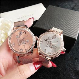 Brand Watches Women Lady Girl Big Letters Crystal Questal Style Style Metal Steel Band Pols Watch GS 49319B