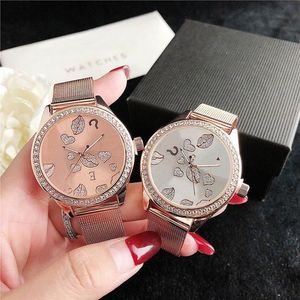 Merk Horloges Vrouwen Dame Meisje Grote Letters Kristal Vraagteken Stijl Metalen Stalen Band Quartz Horloge GS 49222Z