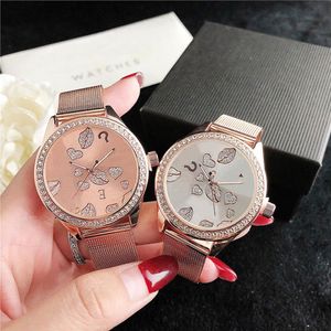 Merk Horloges Vrouwen Dame Meisje Grote Letters Kristal Vraagteken Stijl Metalen Stalen Band Quartz Horloge GS 49187q