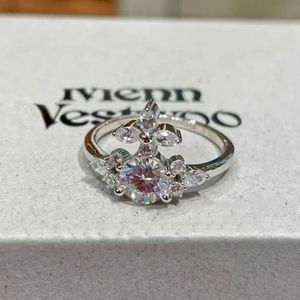 Marque Westwoods New Cross Large Zircon Saturn Ring Womens Lumière Luxury Unique Design Plein de Diamond Planet Nail