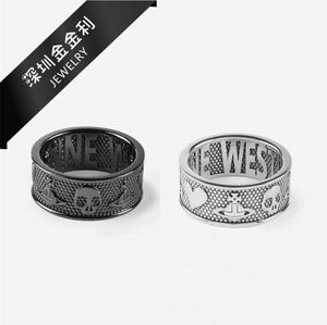 Marque Westwoods Wide Face Skeleton Saturn Ring Punk Love Couple Couple Nail