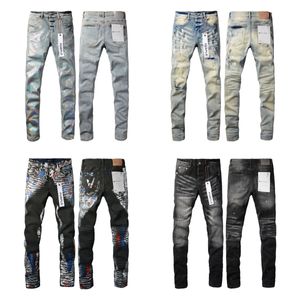 costume en gros de marque Purple Designer Jeans Jeans pour hommes Jeans noirs en détresse Ripped Slim Fit Pantalon de moto pour hommes Fashion Men's Design