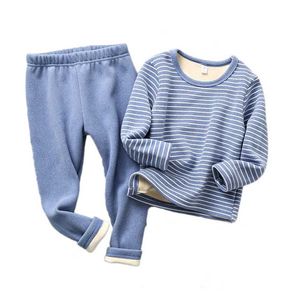Merk Winter Kids Pyjama Sets Warm Pyjama voor Jongens Dikker Meisjes Nachtkleding 2-12 Years Fleece Baby Thermisch Ondergoed 211109