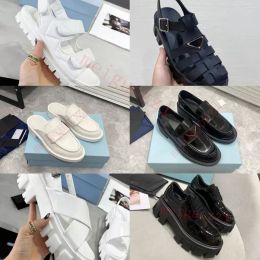 Sandalias de la marca Sandalias de alta calidad Caso de cuero genuino Luxurys zapatillas Moda de mocasines Roma Lady Platform Slipp Slipper Diseñador para mujer Zapatos casuales