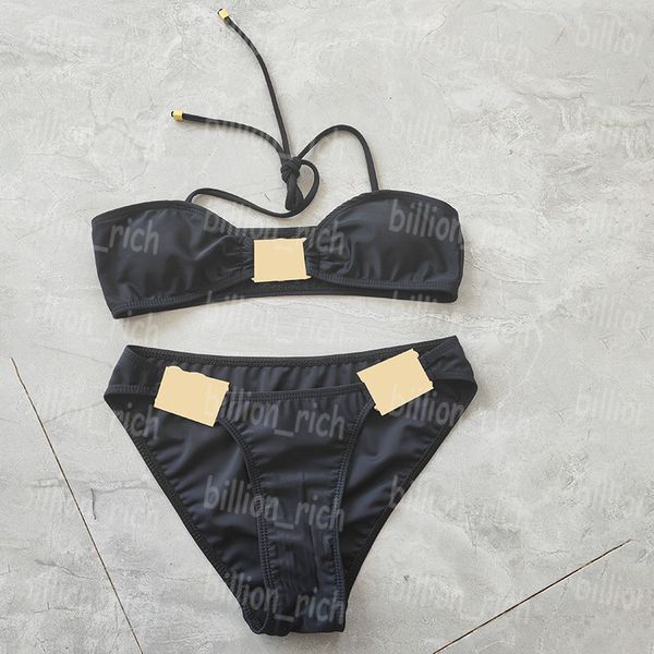 Marca Mujer Bikinis Set Diseñador Halter Traje de baño Negro Sexy Split Acolchado Trajes de baño Moda Playa Piscina Spa Trajes de baño Playa Vacaciones Sujetador Calzoncillos