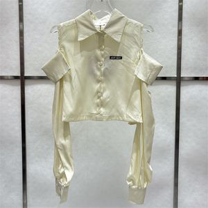 Brand Women Blouse Shirt Luxe Designer Luxe Designer Woman Tops Charmant Light Yellow Young Lady Rapel Shirts