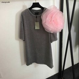 Marca mujer diseñador disfraz camiseta desmontable decoración floral algodón manga corta suelta alta calidad prenda superior para mujer 26 de enero
