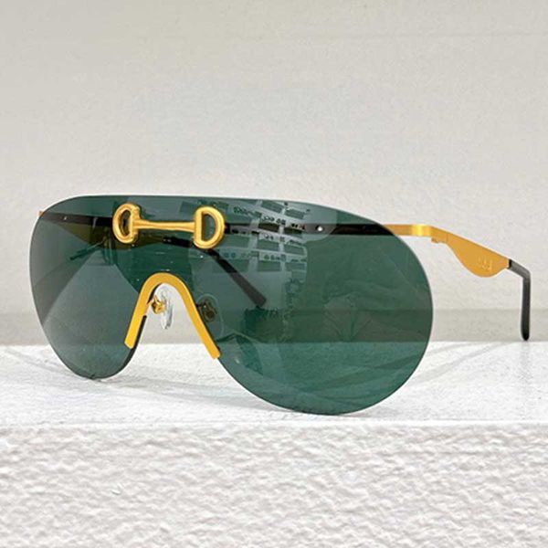 Brand Women Designer Mask Sunglasses GG1656S Extra Large Men Met Metal Sunglasses Gold Metal Logo Green Polarise Light Lens Anti UV Summer Beach Vacation Glasse