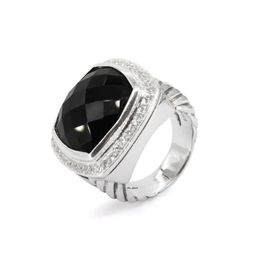 Bagues de marque en argent Sterling 925 pour femmes, 17MM, topaze bleue, Onyx noir, Turquoise, Quartz fumé, améthyste, 316A