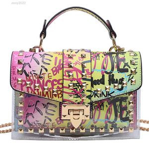 Marque femmes clouté Graffiti sacs à bandoulière mode sac à bandoulière pour dames femme luxe concepteur sacs à main 2021 de haute qualité