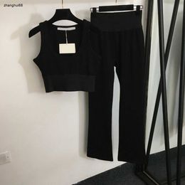 marque femmes survêtement vêtements de marque pour dames d'été gilet anti-choc élastique haut + pantalon évasé ventre taille haute décembre 23