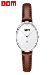 Merk Women Watches Simple lederen polshorloge Dom G36 Lady Luxury Dial Watches MixMatch Relogio Feminino Brown Leather224F5369028