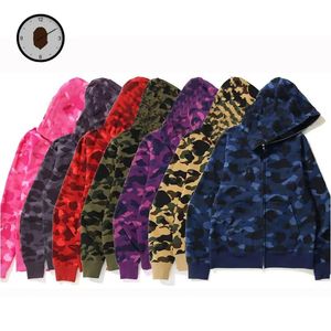 Shark Full Zip Hoodie Bape Face Jacket Big ABC Bap Felpa Camo Grid Hoody Men Women Zipper Sudadera Autumn Winter Jogger Sportwear Loose Hooded ape hoodies