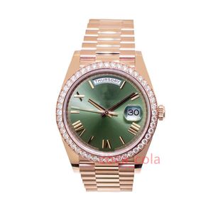 Marque monde 2024 montre Meilleure version Day-Date 40 mm Everose Or Vert Olive Cadran Romain Lunette Diamant 228345 montre automatique Garantie 2 ans MONTRES POUR HOMMES