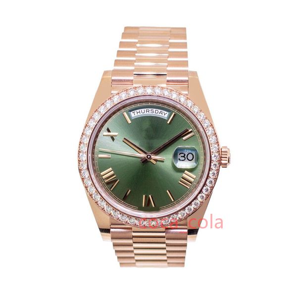 Marque monde 2024 montre Meilleure version Day-Date 40 mm Everose Or Vert Olive Cadran Romain Lunette Diamant 228345 montre automatique Garantie 2 ans MONTRES POUR HOMMES