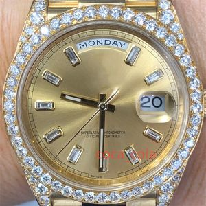 Montre du monde de la marque 2024 Meilleure version Montre President 36 mm 118238 Lunette et cornes en diamant Or jaune 18 carats 128348RBR Montre automatique Garantie de 2 ans MONTRES POUR HOMMES