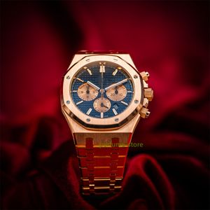 Luxe horloge van merkwereld Beste versie Duikerchronograaf 18kt roségoud Blauwe wijzerplaat LNIB 26331OR Automatisch ETA Cal-horloge 2 jaar garantie HERENHORLOGES geen doos