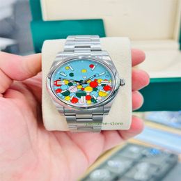 Merkwereld luxe horloge Beste versie Horloge 124300 41 mm CUSTOM Made Turquoise Celebration Motif automatisch ETA Cal.3235 horloge 2 jaar garantie HERENHORLOGES