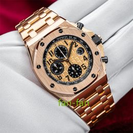 Montre de luxe de la marque mondiale Meilleure version Montre Chronographe 26470OR Or rose 18 carats Brique MINT Nouvelle montre automatique ETA Cal.3255 Garantie de 2 ans MONTRES POUR HOMMES