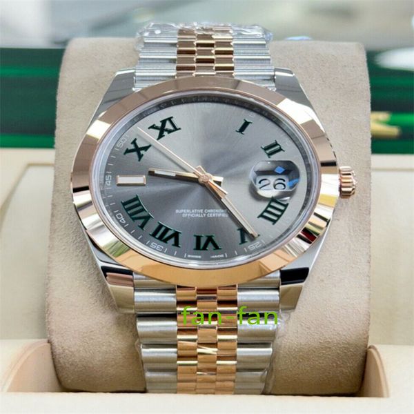 Reloj de lujo de marca mundial Mejor versión Reloj Datejust 41 Wimbledon 126301 Oro rosa de 18 k Nuevo automático ETA Cal.reloj garantía de 2 años RELOJES PARA HOMBRE