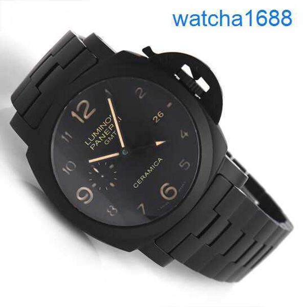 Mattre-bracelet Brand Panerai Luminor Swiss Watch Mens Mécanique célèbre Luxury Watch Pam00438 Black Ceramic 44mm