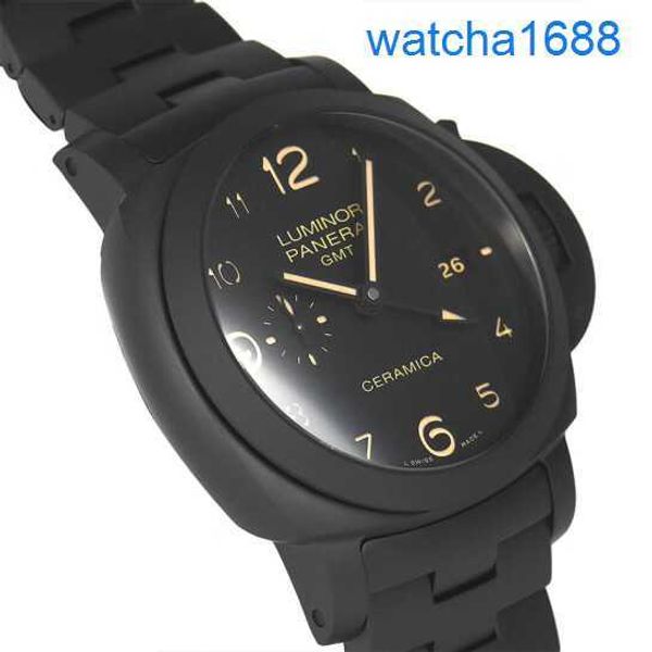 Mattre de bracelet Brand Panerai Luminor Swiss Watch Mens Mens mécanique Automatique célèbre Luxury Watch Pam00438 Black Ceramic 44mm