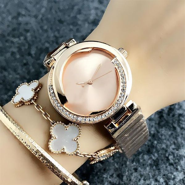 Relojes de pulsera de marca para mujer y niña, reloj de cuarzo con banda de acero y Metal estilo cristal GU 32245E