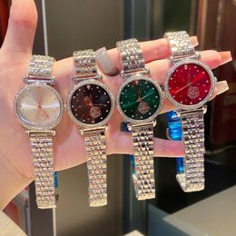 Relojes de pulsera de marca para mujer, damas, niñas, estilo de flor de cristal, banda de acero de lujo, reloj de cuarzo CH 91