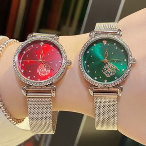 Marque montres-bracelets femmes dames fille cristal fleur Style luxe métal acier bande Quartz horloge CH 90