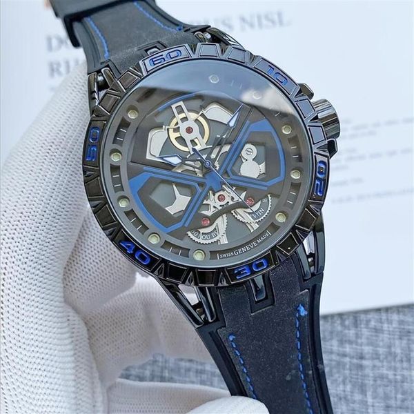 Marca Roger D 46 mm Reloj para hombre Batería de cuarzo Correa de gel de sílice 8 colores Relojes de moda RD0912287L