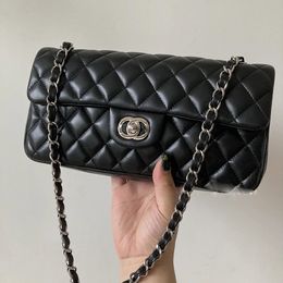 Sacs pour femmes de marque produits de luxe caviar chaîne en métal sac à bandoulière de haute qualité sac à bandoulière oblique à une épaule en cuir véritable treillis rhombique noir