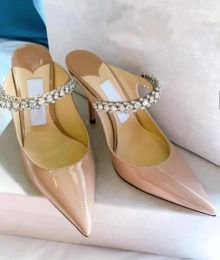 merken ontwerper bing bruids bruid jurk sandalen schoenen luxe dames slippers puntige teen kristallen riemen dame pumps feest muilezels eu34-43.box verschillende st