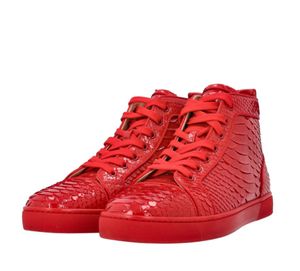 2024S Fashion Men's Luxury Python Orlato Sneaker Casual Chores Fish Scale Black Genue En cuir High Top Lace Up Up Toe Toe Irregular Speakes Lace
