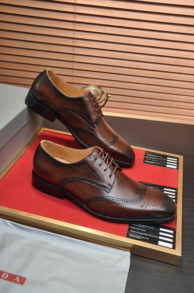 Marques Lace-up Gentleman's Hommes Chaussures Bureau Mocassins De Luxe Oxford En Cuir Véritable Sole Robe De Mariée De Soirée Marche Noir Marron Dernier 38-45