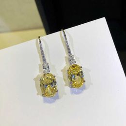 Merken Pure 925 zilveren mode-sieraden Vrouw gele steen oorbellen Geisha Dream Party Hoge kwaliteit waterdruppel sieraden