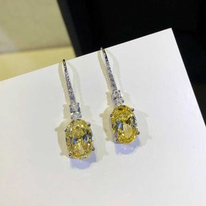 Marques pur 925 argent mode bijoux femme jaune pierre boucles d'oreilles Geisha rêve fête haute qualité goutte d'eau bijoux