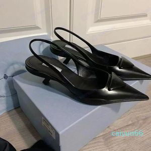 Merken slingbacks hoge hakken loafers Sandalen Ballet Leren Schoenen 7.5CM stiletto Naakt Zwart