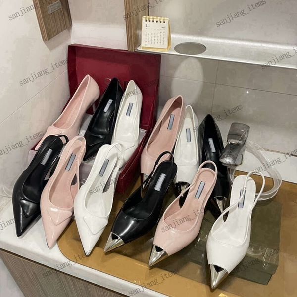 Marques slingbacks talons hauts sandales chaussures en cuir de ballet 7,5 cm talon aiguille fête de mariage sandale bout pointu pompes noires nues gladiateur chaton chaussures habillées à talons