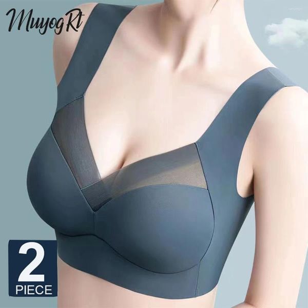 Bras 2 PCS Top sin costuras Mujer Tamaño grande Soporte Mostrar Pequeño Cómodo Sin anillo de acero Ropa interior Yoga Fitness Chaleco de dormir