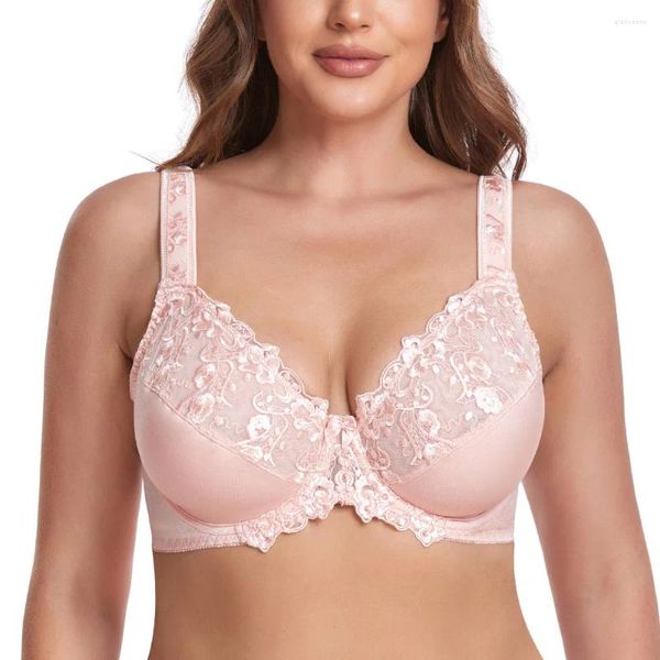 BRAS 2024 Femmes Plus Taille Soutien-gorge en dentelle Grande tasse Minimiseur Non rembourré Underwire Lingerie Sous-vêtements Top B C D E F G H