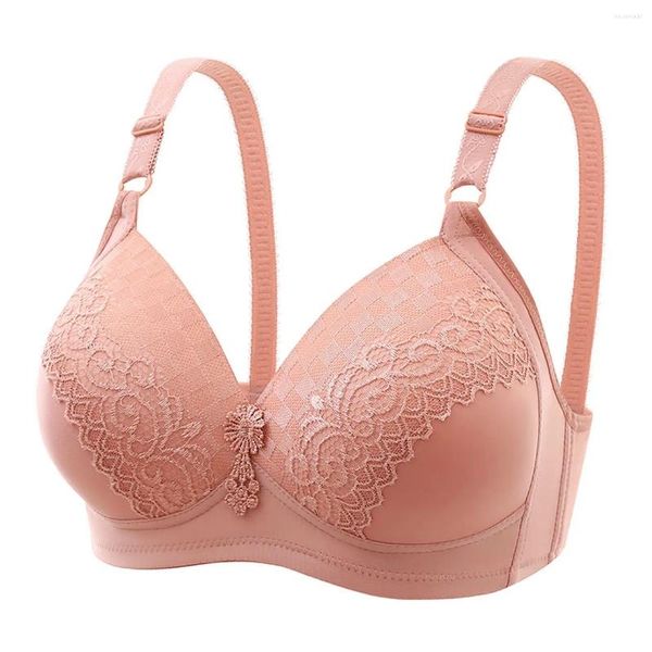 Bras 38-44 BC Tamaño grande para la ropa interior de las mujeres Copa delgada Push Up Lace Floral Bralette acolchado Top Lencería grande Brassiere