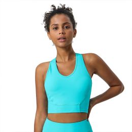 Bras ABS LOLI Mujeres Negro Acolchado Sujetador deportivo Sensación desnuda Racerback Crop Tank Top Push Up Self Bra Yoga Entrenamiento Camisas