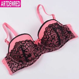 Sujetadores ARTDEWRED Sujetadores de encaje floral para mujer Pink Bow Brassiere Plus Size Bralette 30 32 34 36 38 40 B C Cup Lencería sexy P230417