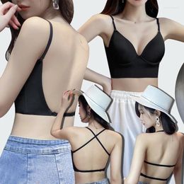 Bras Brecless Bra Invisible Bralette Ice Silk Down Back Underwear Push Up Brassiere Femmes Lingerie sans couture Mariage sexy CORSET