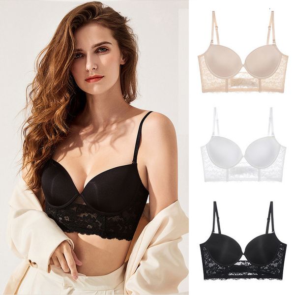 Soutiens-gorge dos nu soutien-gorge Invisible Bralette dentelle mariage bas du dos sous-vêtements Push Up siere femmes sans couture Lingerie Sexy Corset 230509