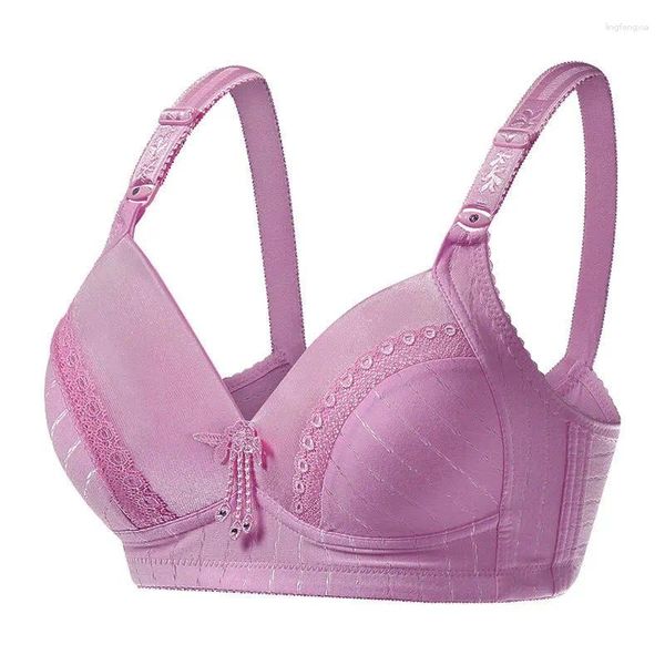 Bras à grande taille Femmes sous-vêtements Fil Free Soft Bourgogne B C tasse pour les dames de poitrine Coton Lingerie mince