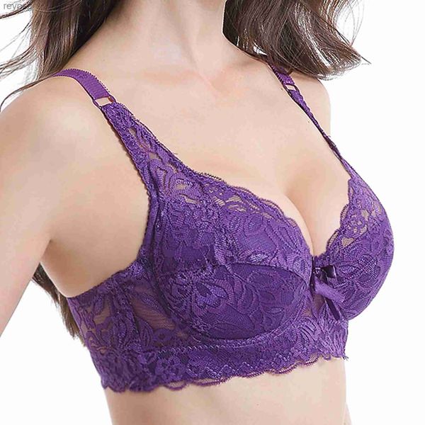 Bras Soutiens-gorge C D Cup femmes grande taille soutien-gorge mince dentelle acier sans monture brassière Anti-affaissement froncé ajustement Lingerie Femeal Push Up Sport soutien-gorge YQ240203