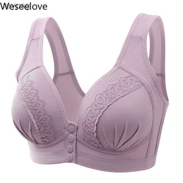 Soutiens-gorge Soutien-gorge sexy à fermeture frontale pour femme - Soutien-gorge à fermeture frontale sans fil - Push Up - Lingerie grande taille - Sans anneau en acier - YQ240203