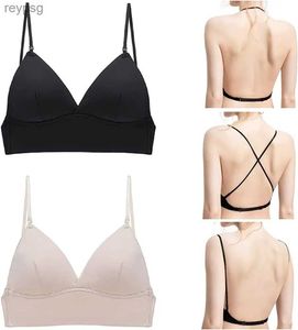 Bh's Bh's Sexy lage rug bh's Comfortabele lingerie Draadvrij ondergoed Ijszijde Push-up bh Dames Zomer U Backless Dunne Bralette Top Bh's YQ240203